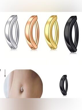 Belly button ring: Black half-moon naval ring.